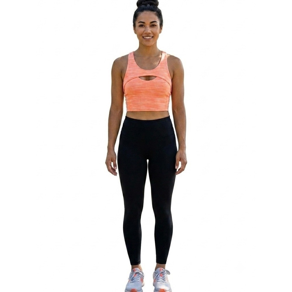 FP Movement Womens In Front Cutout Sport Bra Crossback Orange Activewear Size M